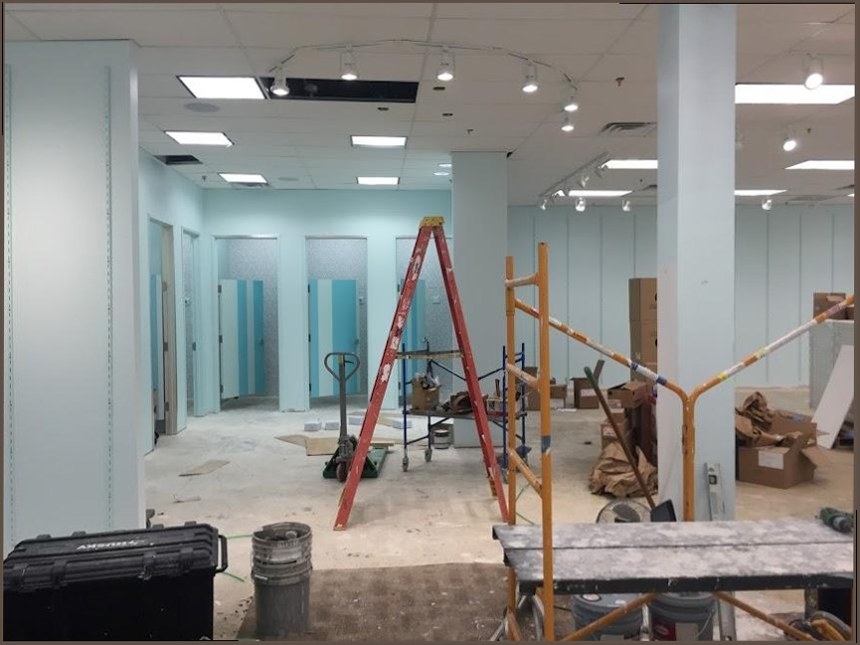 Commercial electrical build-out — ceiling lighting and panel work